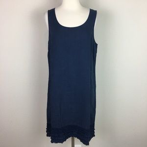 Tommy Bahama Navy Blue Sleeveless Shift Dress with Fringe Hem